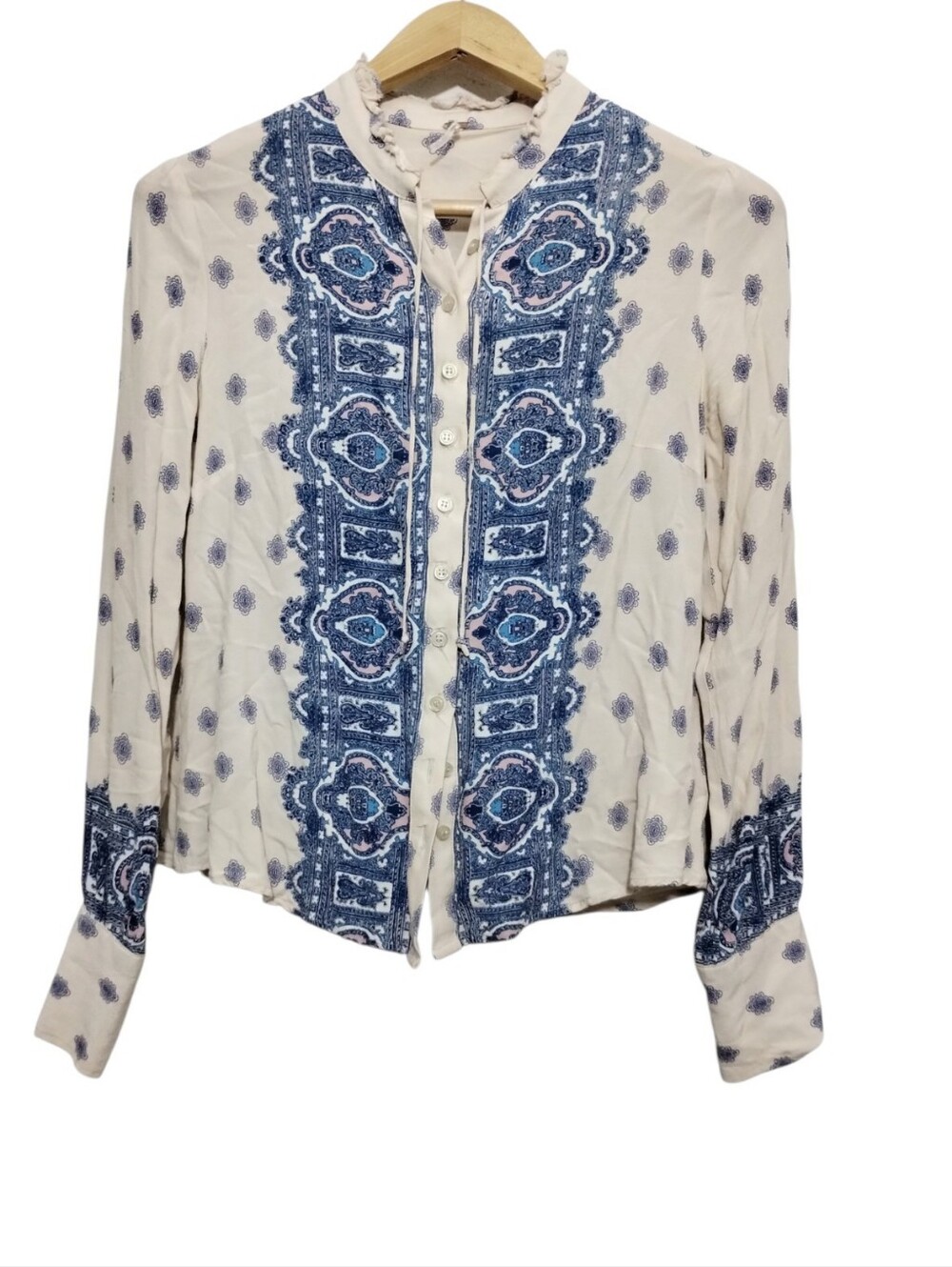 Free People Long-sleeve Button-down Blouse Women's S Shirt Top Boh